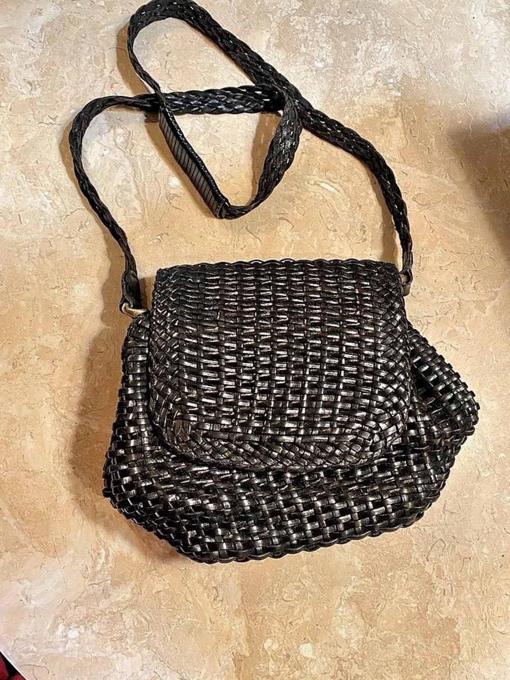 Talbots Woven Crossbody Bag in Black
